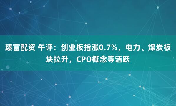 臻富配资 午评：创业板指涨0.7%，电力、煤炭板块拉升，CPO概念等活跃